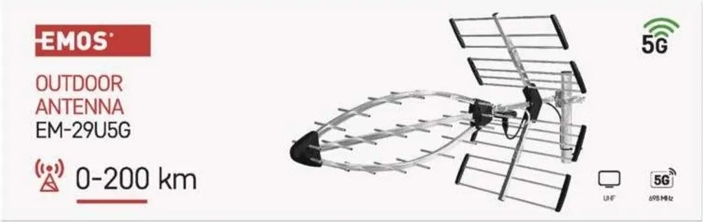 Antenne Extérieure Anti-Interférences 5G DVB-T2 Réception 200km EMOS - 12