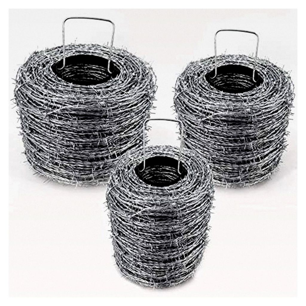 200m verzinkter Stacheldraht I 1,6/1,7mm für Wildzaun und Forstzaun I Stacheldraht silber I Stachelabstand 10cm I 2-drahtig/4-spitzig I Klingendra...