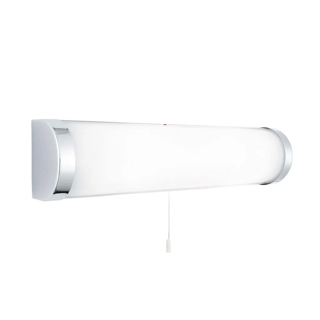 Applique salle de bain chrome tube verre dimmable IP44 blanc 40cm