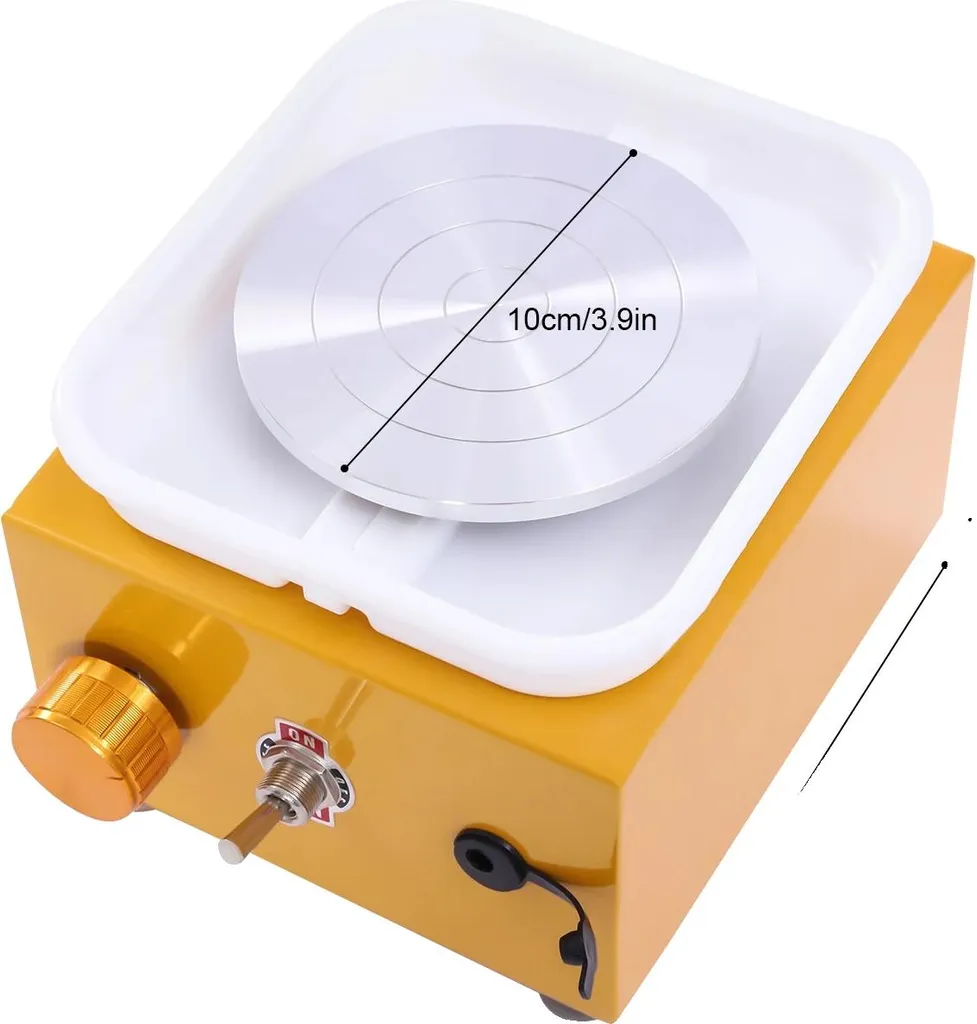 Mini Tornio da Vasaio Giallo 2000 RPM | Ruota in Lega di Alluminio