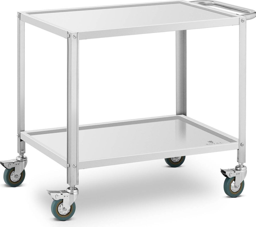 Expondo Royal Catering Servierwagen - Edelstahl - 2 Borde - Ablagen: 80 x 57 cm - 300 kg - 53 cm Abstand -