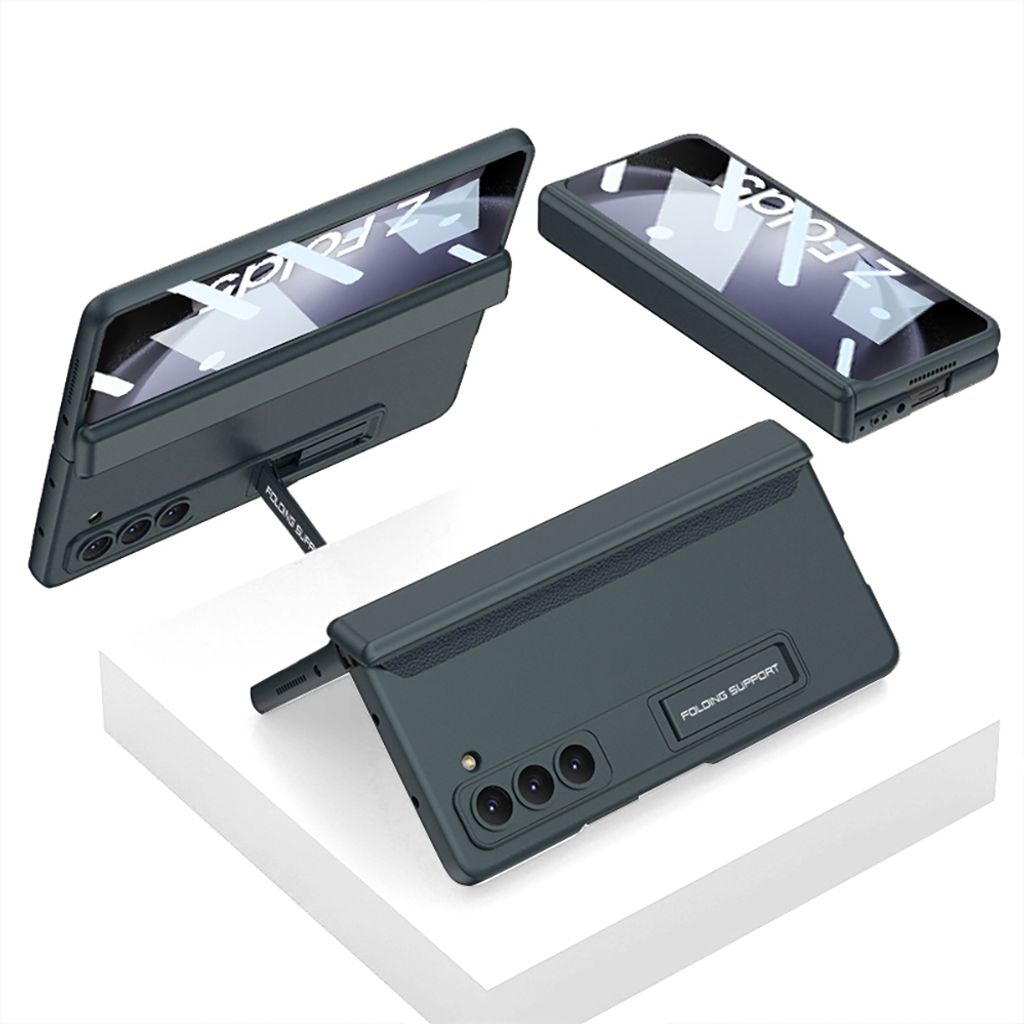 Hülle für Samsung Galaxy Z Fold 5 Magnetische Scharnierschutz All Inclusive Schutzhülle mit Displayschutz und Ständer hellgrün