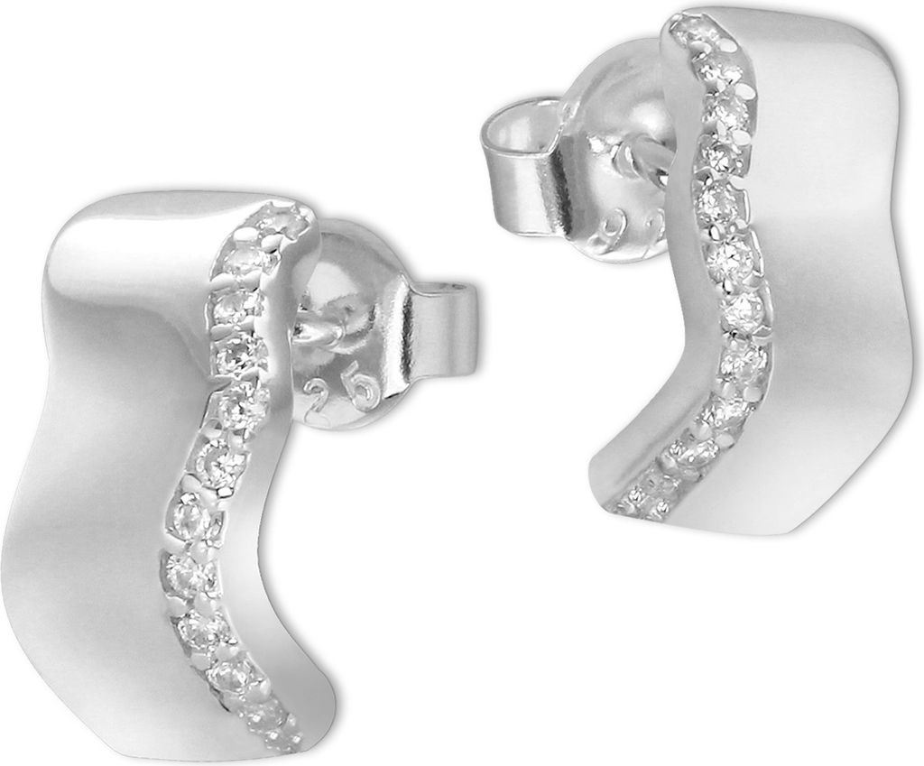 SilberDream Ohrstecker Silber Schmuck weiß Welle Zirkonia Ohrringe SDO4275W