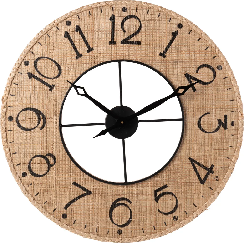 Horloge Design J-Line Sodi pour Salon Moderne - Bois Naturel et Noir