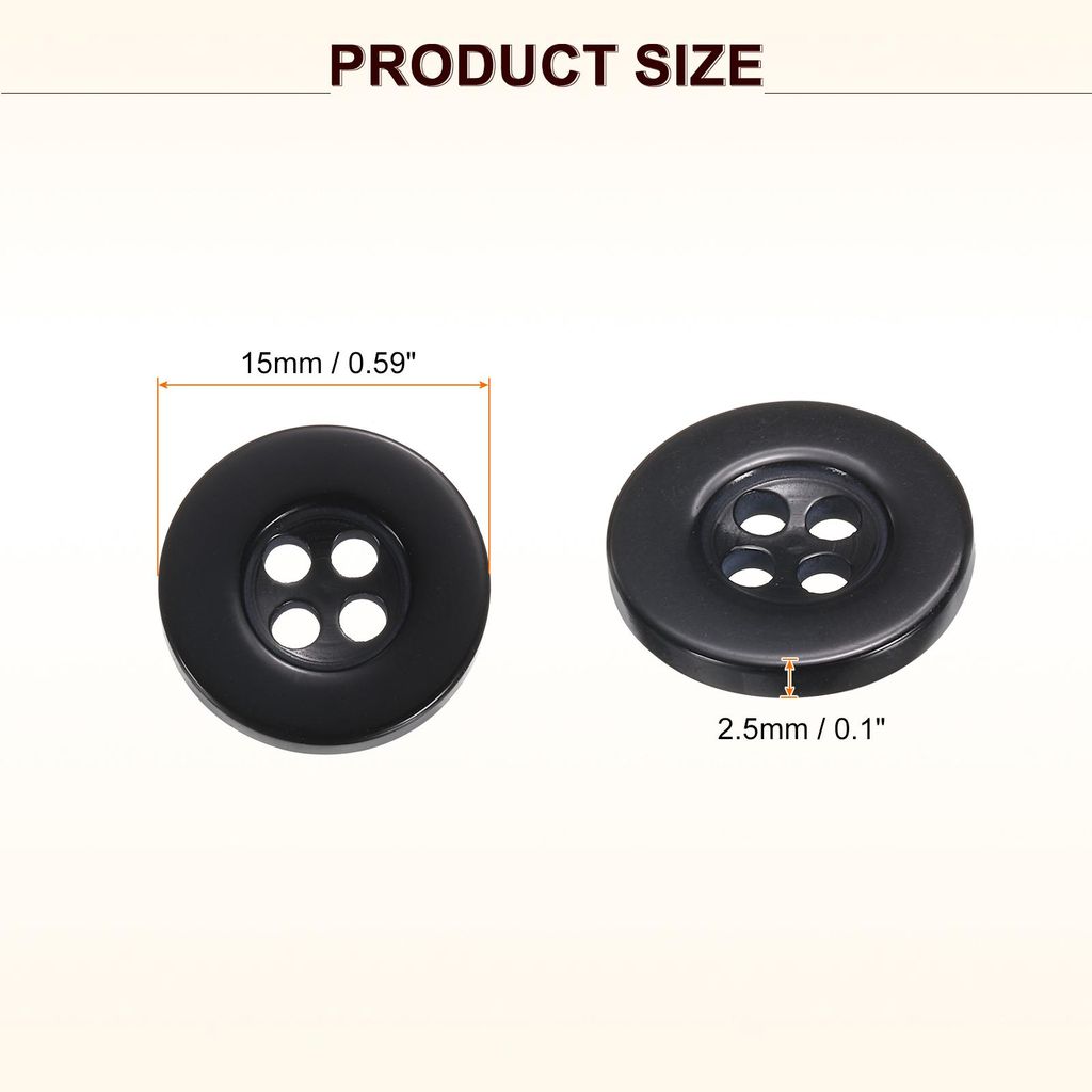 50 Stš¹ck 15mm Harz Kn?pfe zum Ann?hen, 4 L?ch Runde Ersatz N?hkn?pfe fš¹r Strickjacke DIY Handwerk Dekorieren Mantel Kleidung Hemden Dekoratio...