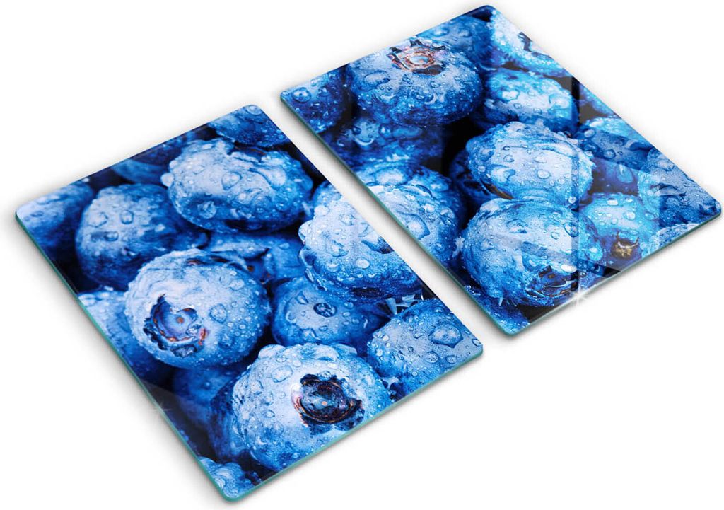 Abdeckung Glas - Küchenabdeckung - 2x40x52 cm - Abdeckplatte -Saftige Blaubeeren