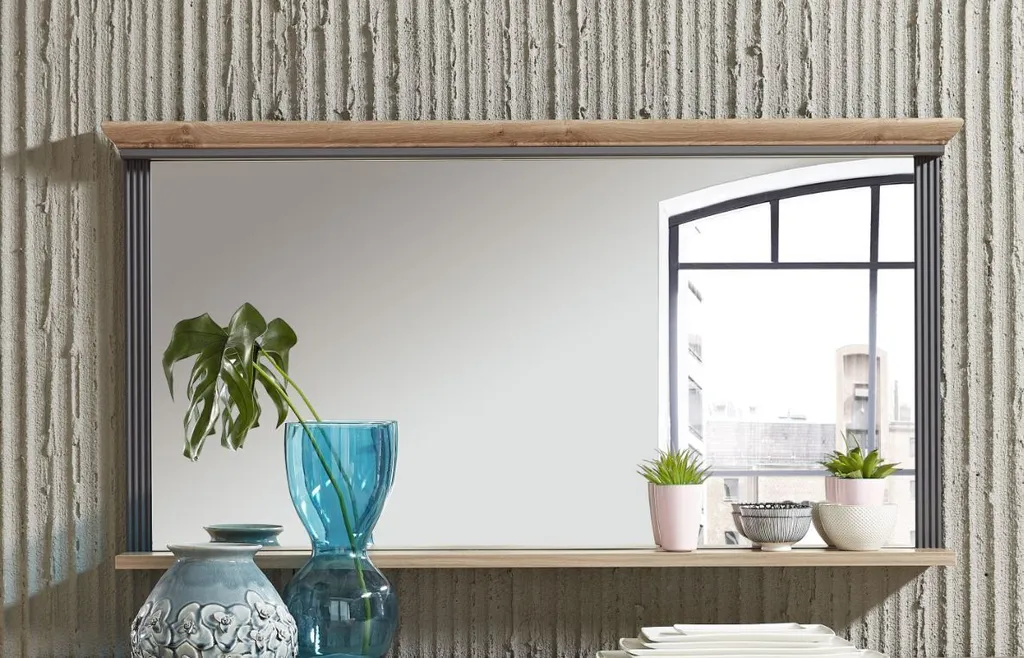 JASMIN Miroir Graphite et Chêne - Miroir Mural Design 60x80 cm - 5