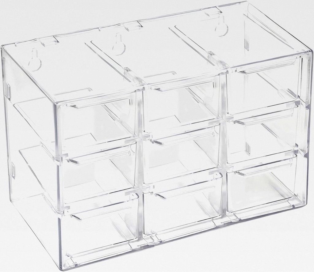 Schubladenbox Schreibtisch Organizer mit 9 Schubladen, Stapelbarer Aufbewahrungsbox, Schubladenschrank Kunststoff für Desktop Storage, Klein Klare...