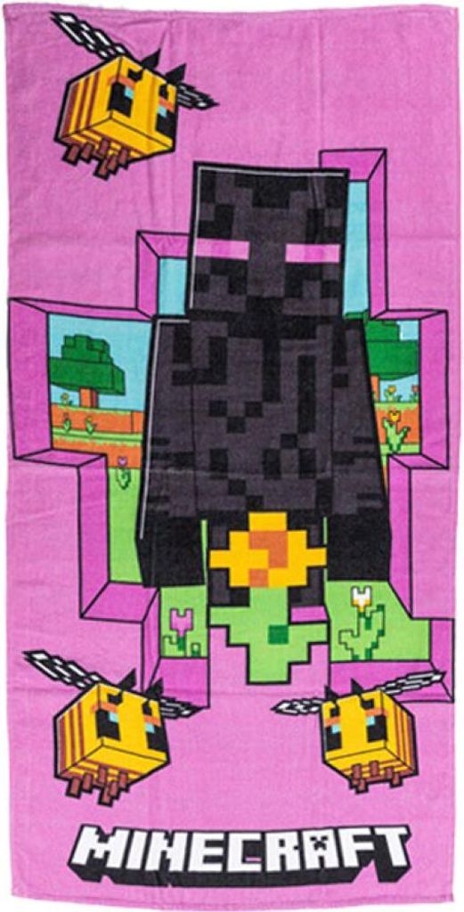 Minecraft lila Badetuch 70x140cm Produktbild 