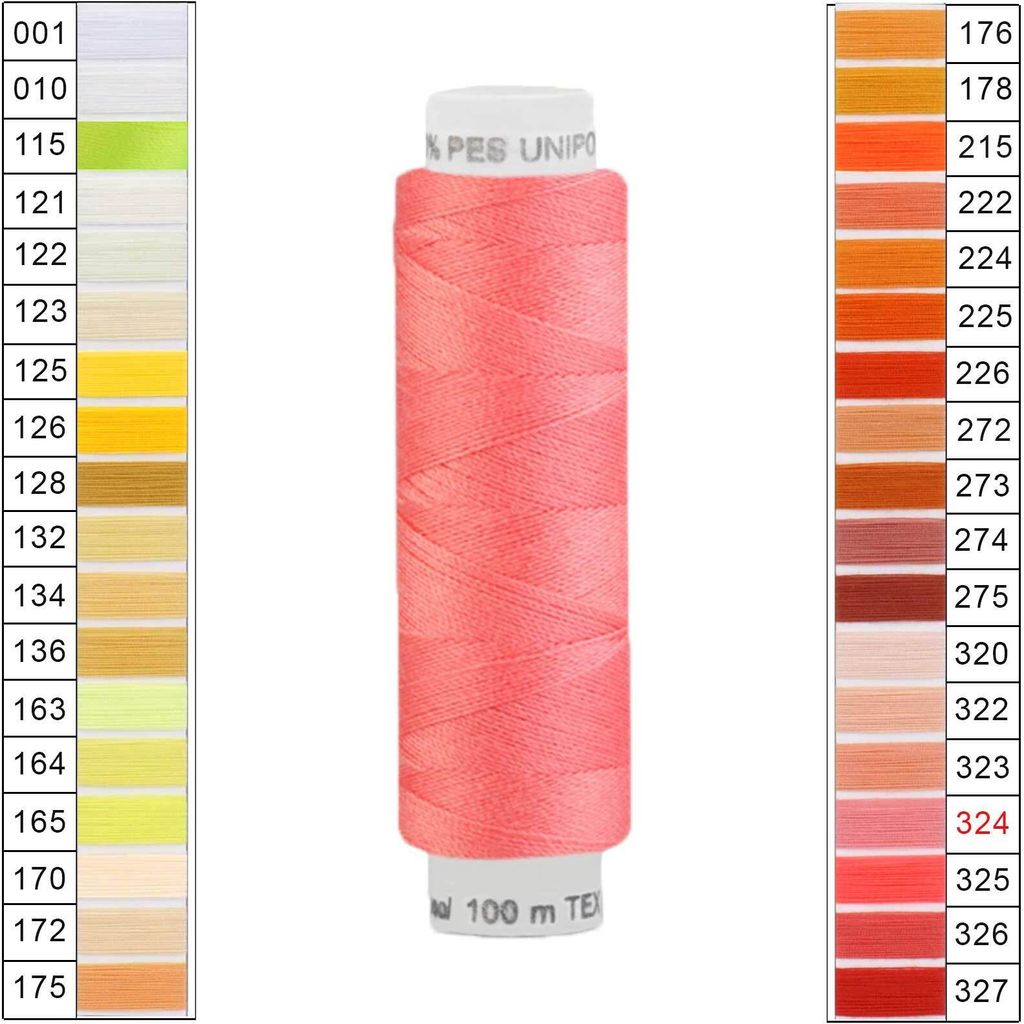 Nähgarn 10 x 100m Unipoly 120 Tex14x2 Universalnähgarn Allzweckgarn Polyester 1v6 Farbwahl, Farbe:324