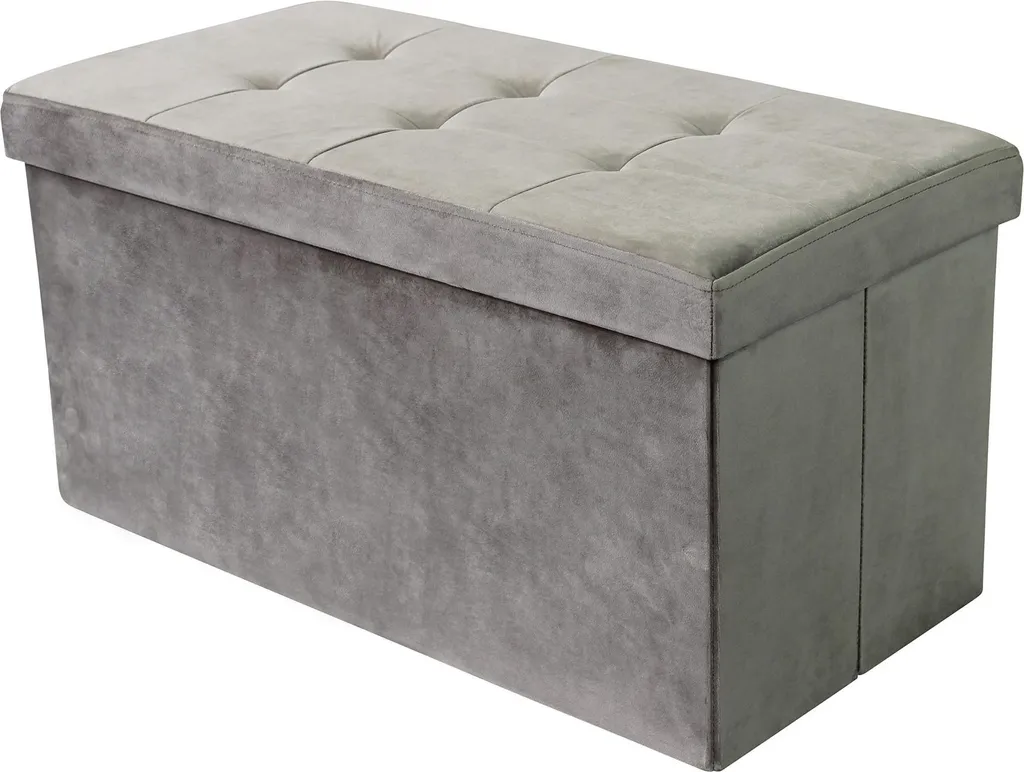 MilaniHome.it - pouf rettangolare in velluto di design moderno, cm 76 x 38 x 38 hdi coloreTortora