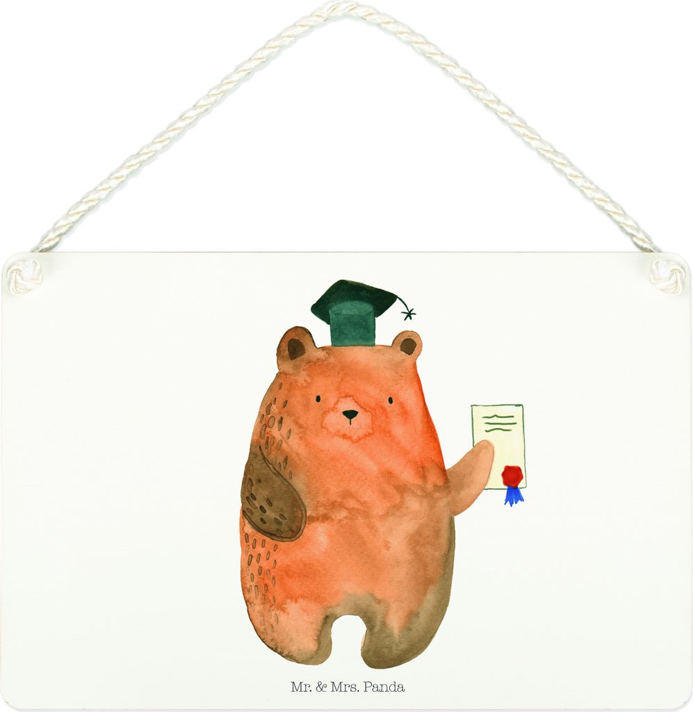 Mr. & Mrs. Panda Schild Bär Prüfung DIN A4 - Weiß - Geschenk, Wandbild Holz, Teddy, Abschluss, Abitur, Türschild, wandtafel, Abschlusszeugnis, ...