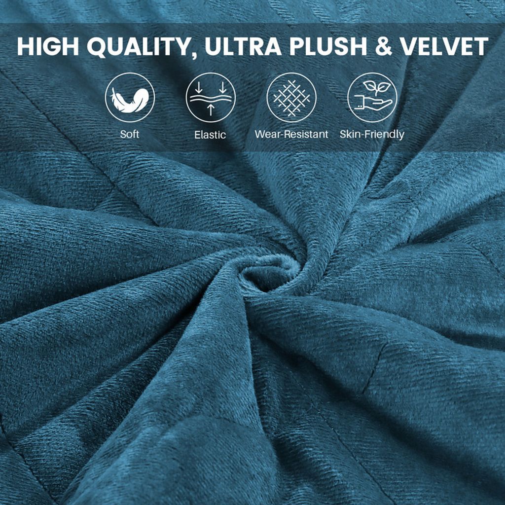 (3 Seater, Pfauenblau) Sofabezug Gesteppter dicker Samtplüsch-Couchbezug für Sessel Schonbezug Schutz vor Haustieren Hunde, rutschfest zwei elast...