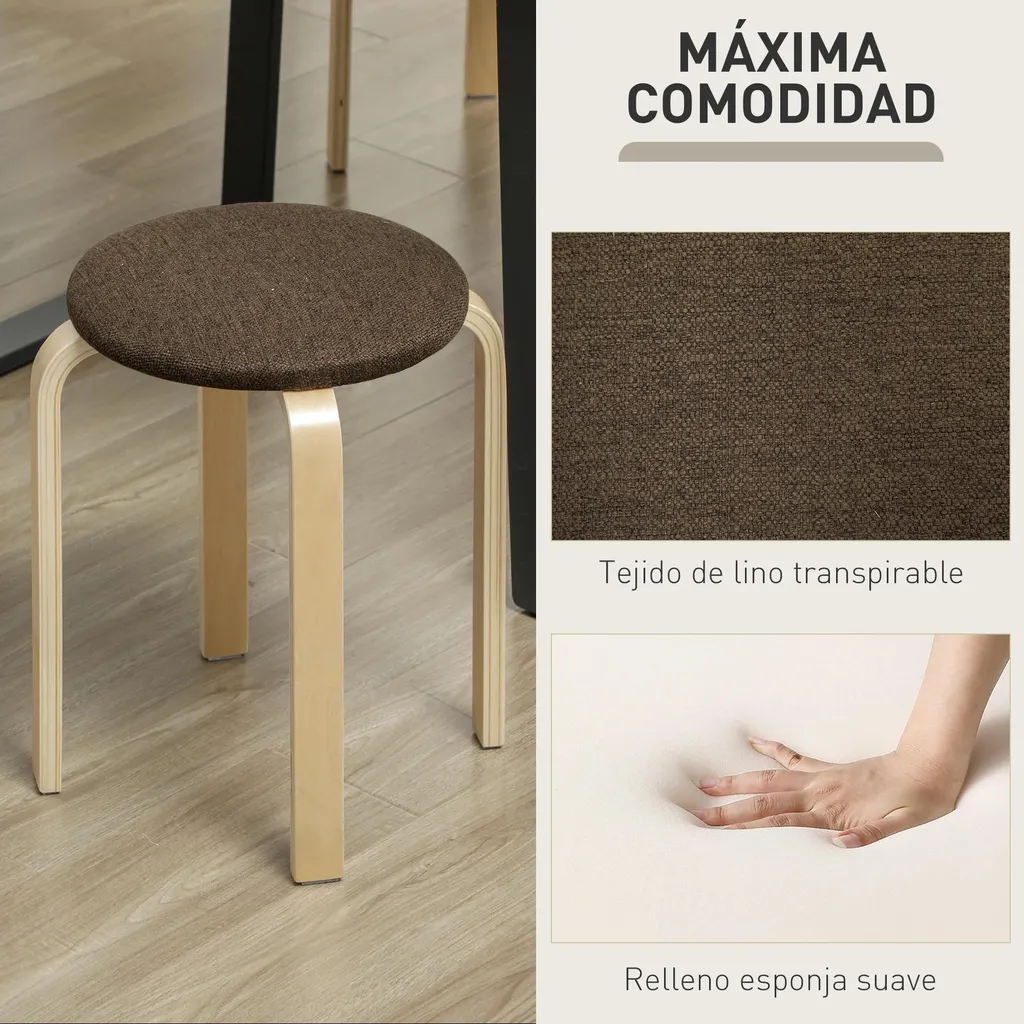 Tabourets de Salle à Manger Empilables Lot de 4 - Solution Gain Place