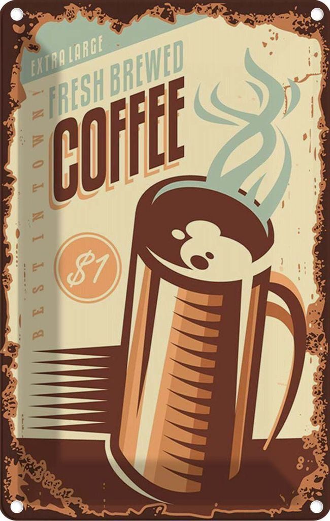 vianmo Blechschild 30x20 cm Kaffee fresh brewed Coffee $1 Produktbild 