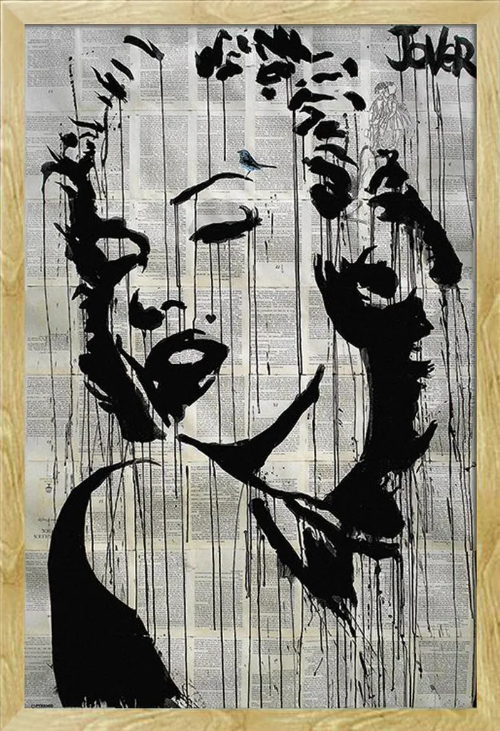 Affiche Marilyn Encadrée Loui Jover Cadre Amovible Shinsuke Bois Hêtre