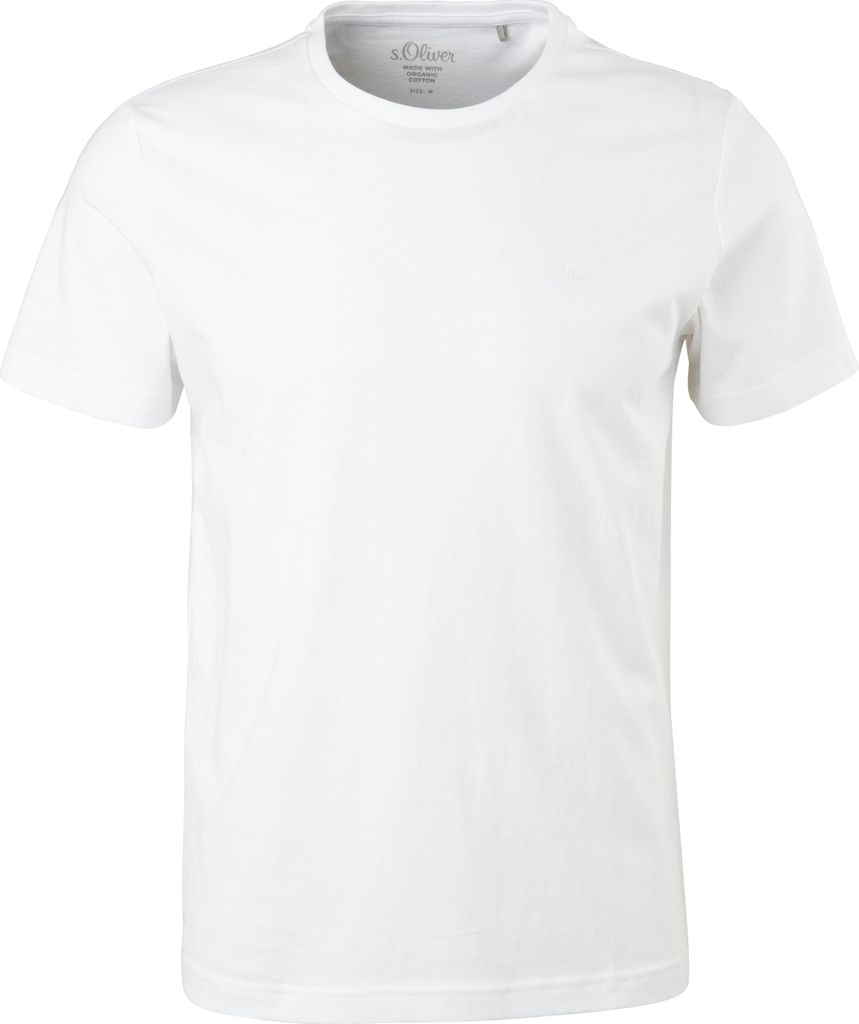 s.Oliver Herren T-Shirt - Basic, Rundhals, Baumwolle, einfarbig Weiß XL