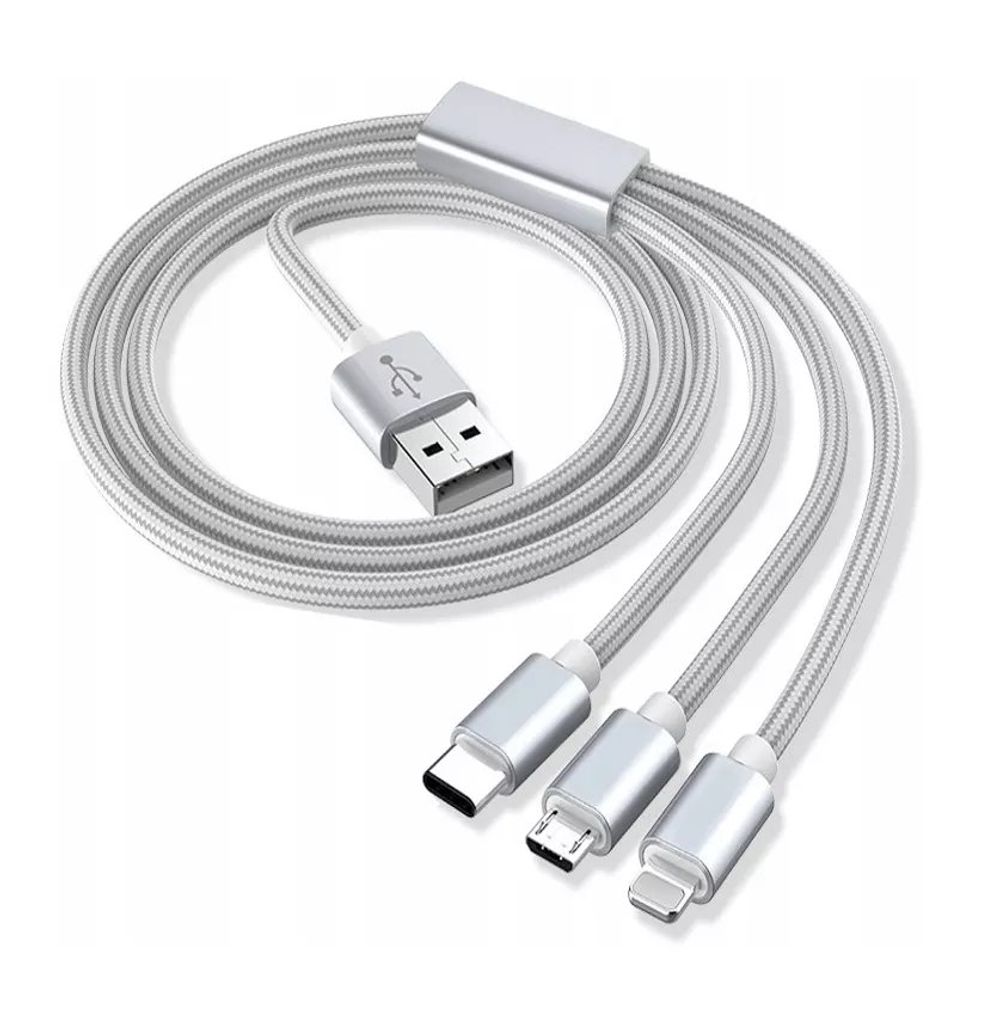 Kabel K Telefonu 3V1 Micro Usb Usb-C Lightning 120Cm Obrázek produktu 