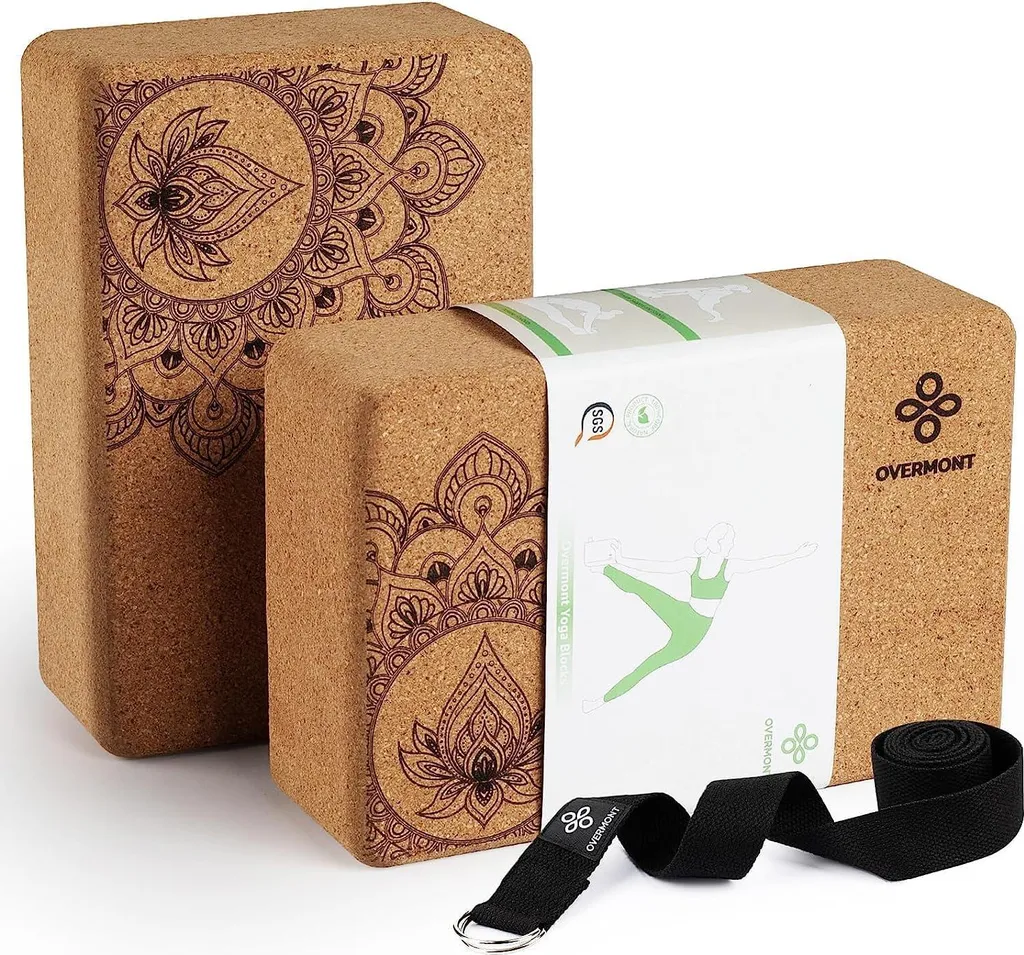 Bloc yoga liège antidérapant set de 2 - Support écologique 23x15x7,6 cm
