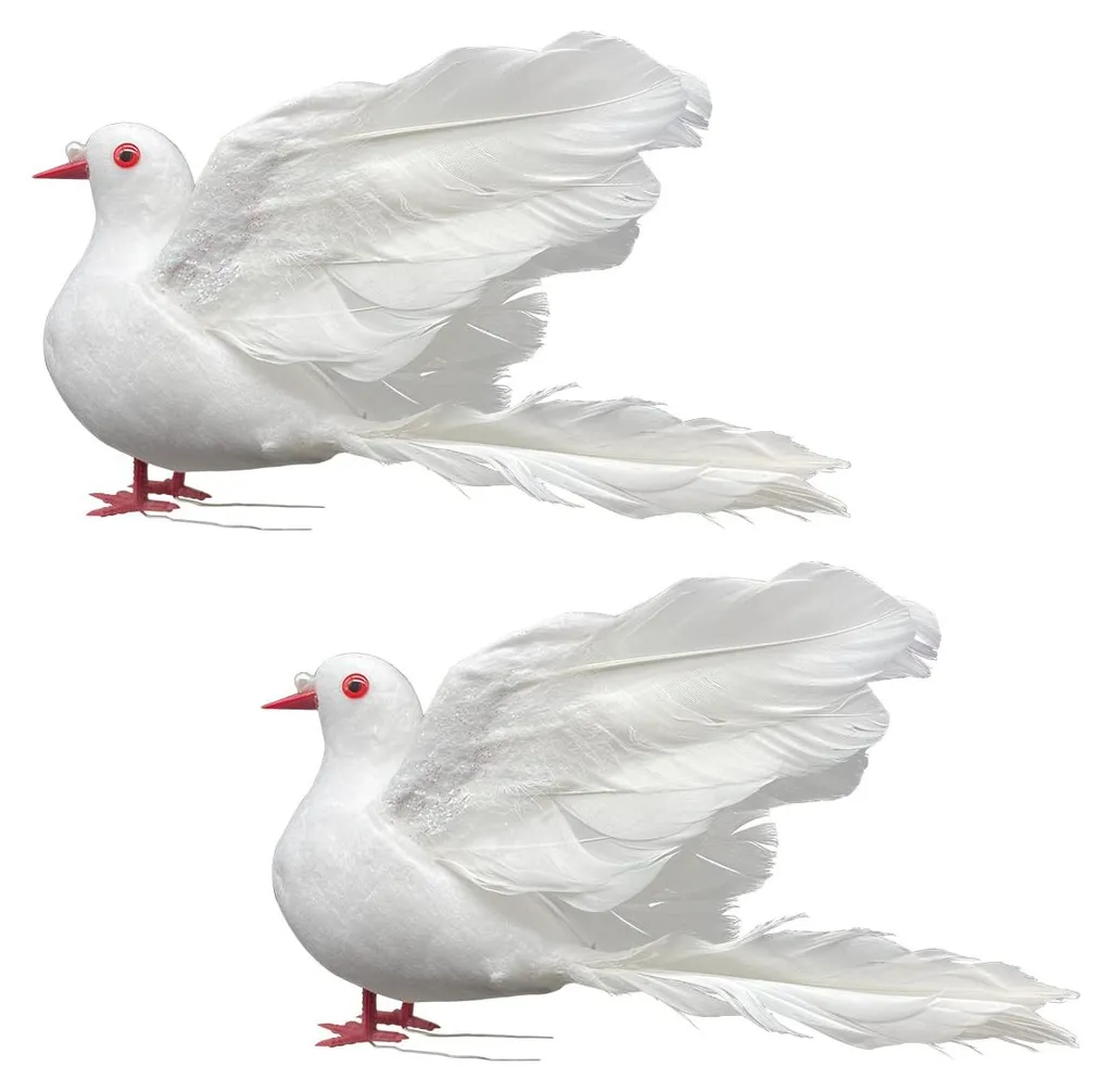 Lot de 2 oiseaux décoratifs colombes de mariage pour centres de table