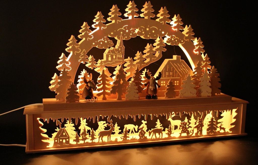 Original Erzgebirgischer Marken Schwibbogen Lichterbogen 60 x 43 cmK60-2_35