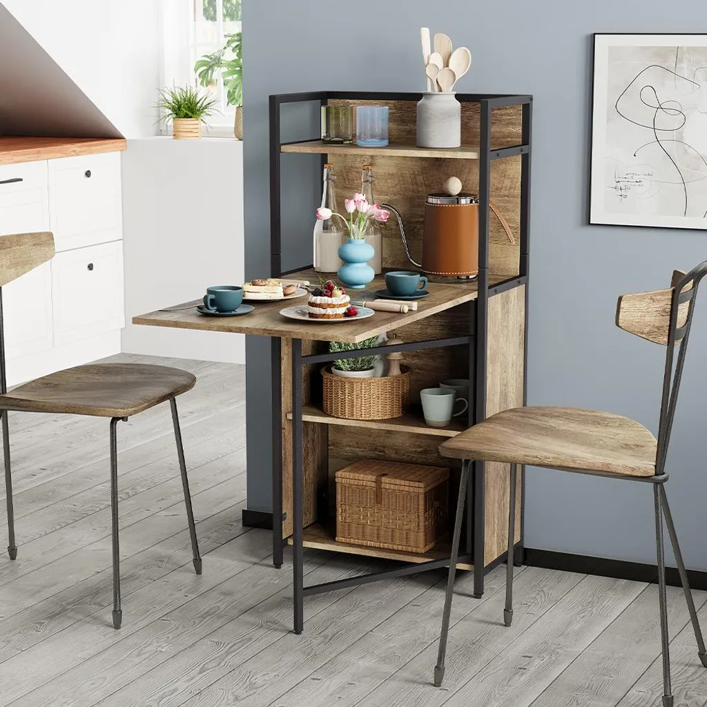 Bureau pliant Vicco Savio 57x30cm en bois de chêne rustique, Modèle 56378