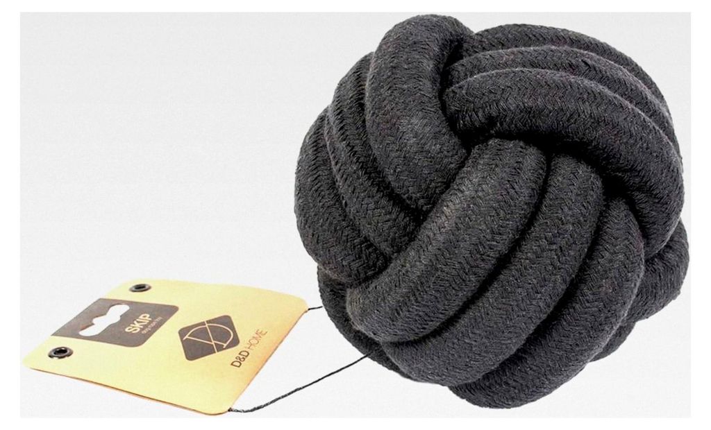 Hundespielzeug Skip Ball S – 9,5 cm x 12 mm schwarz, aus natürlichen und strapazierfähigen Materialien, mit ansprechender Lederoberfläche, mod...