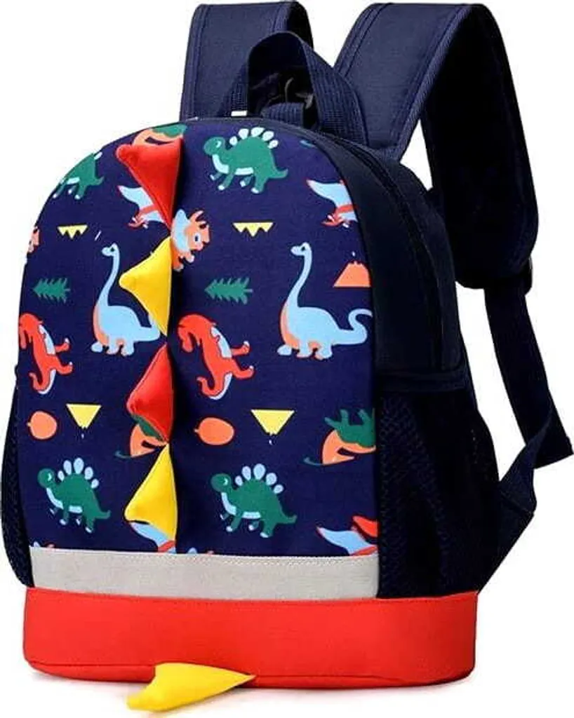 Zaino per bambini con dinosauro 3D, poliestere, cinghie regolabili, 28x24x10 cm