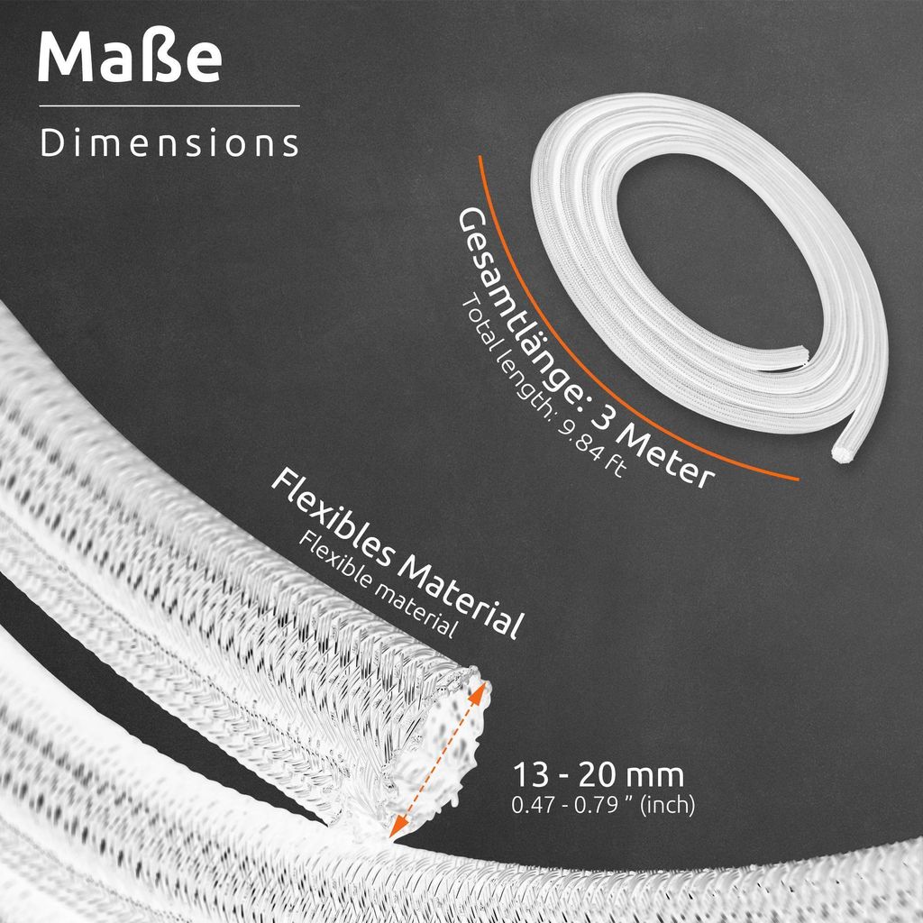 ECENCE Kabelschlauch 3m - Weiss - Kabelmanagement Produktbild 4
