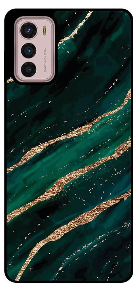 Smartphonica Phone Case Fit für Motorola Moto G42 mit Marmor-Druck - TPU zurück Abdeckung Fall Marmor-Design - Grün Gold