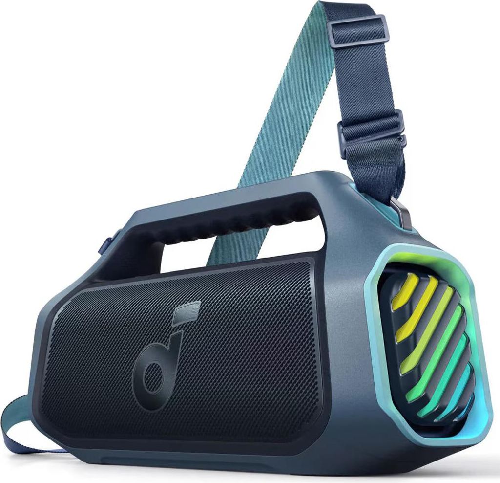 Anker Soundcore Boom 2 Plus tragbare Box, 140 W, Bluetooth 5.3, BassUp 2.0, IPX7, RGB-Beleuchtung, externer Akku, Blau