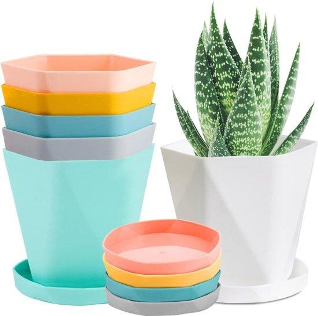 Kunststof bloempotten in Scandinavische stijl 13 cm - Set van 6