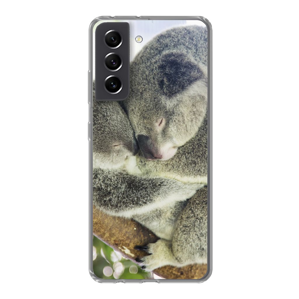 MuchoWow Handyhülle Schutzhülle Hülle für Samsung Galaxy S21 FE Koalas - Knuddeln - Tiere - Jungen - Mädchen Silikon Softcase Handy Hülle -...