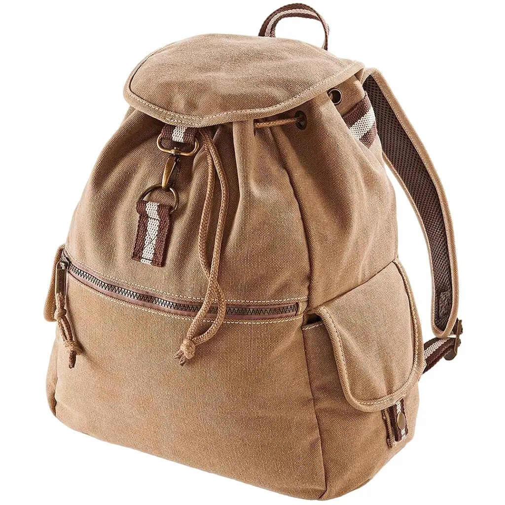 Zaino Vintage Quadra PC6620 in Tela Sabbia | Canvas Rucksack 18L