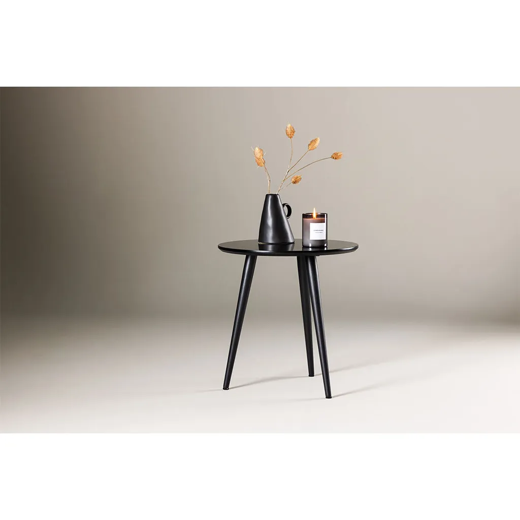 Table d'angle Askim Ø48 cm noir métal - Bout de canapé design minimaliste