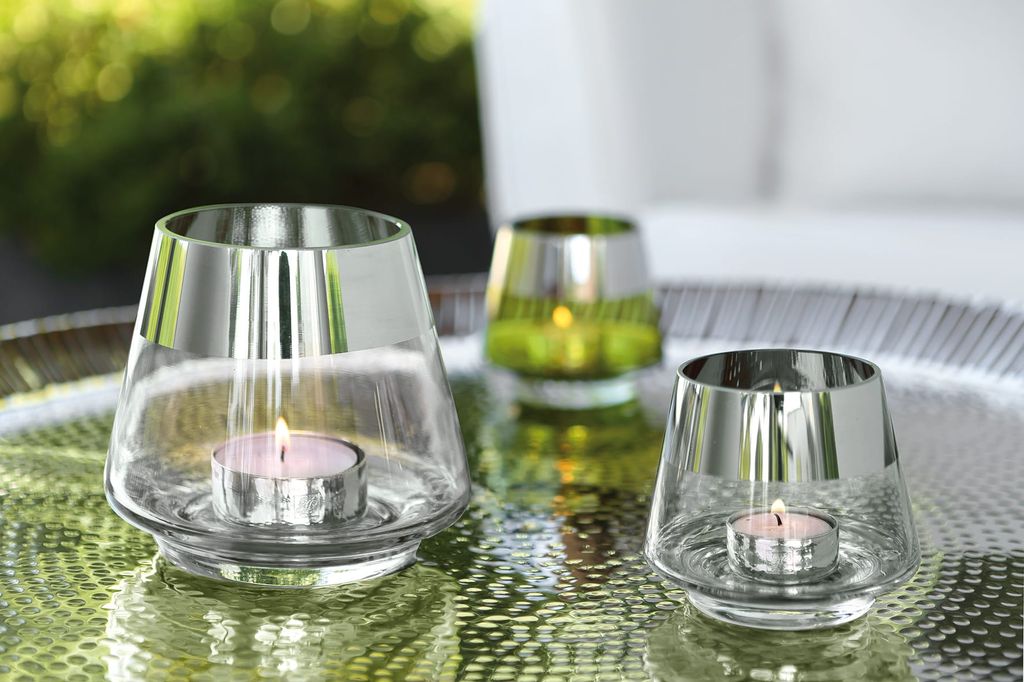 Fink JONA, Teelichthalter, Glas, Silberfolie, glatt, Produktbild 