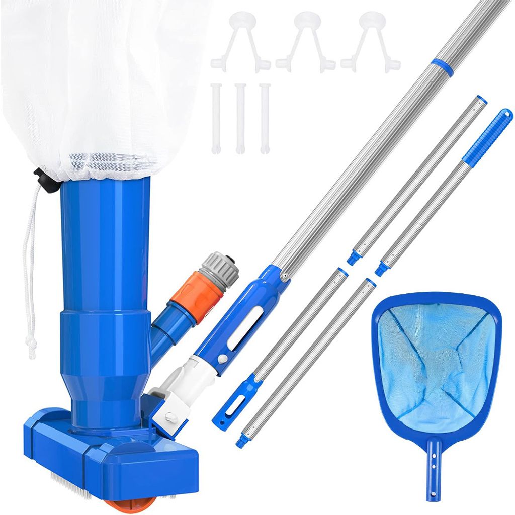 Pool Sauger Boden mit Teleskop Aluminiumstange 140cm, Pool Bodensauger Set