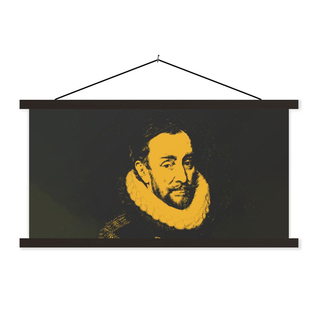 MuchoWow Textilposter Wilhelm von Oranien - Adriaen Thomasz - Schwarz - Gelb 90x45 cm mit schwarzem Rahmen - Klemmleisten