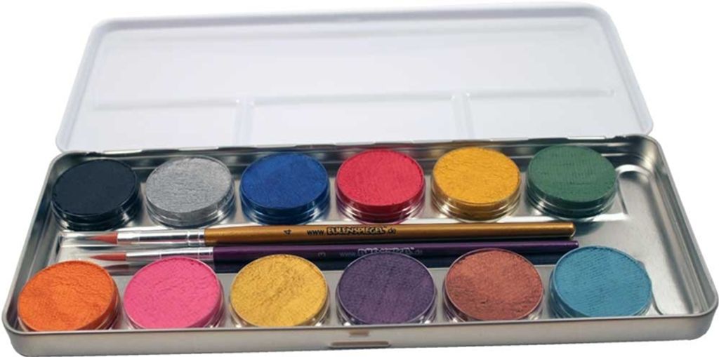 Eulenspiegel Schminke, weiß, 12 Farben 1 Set