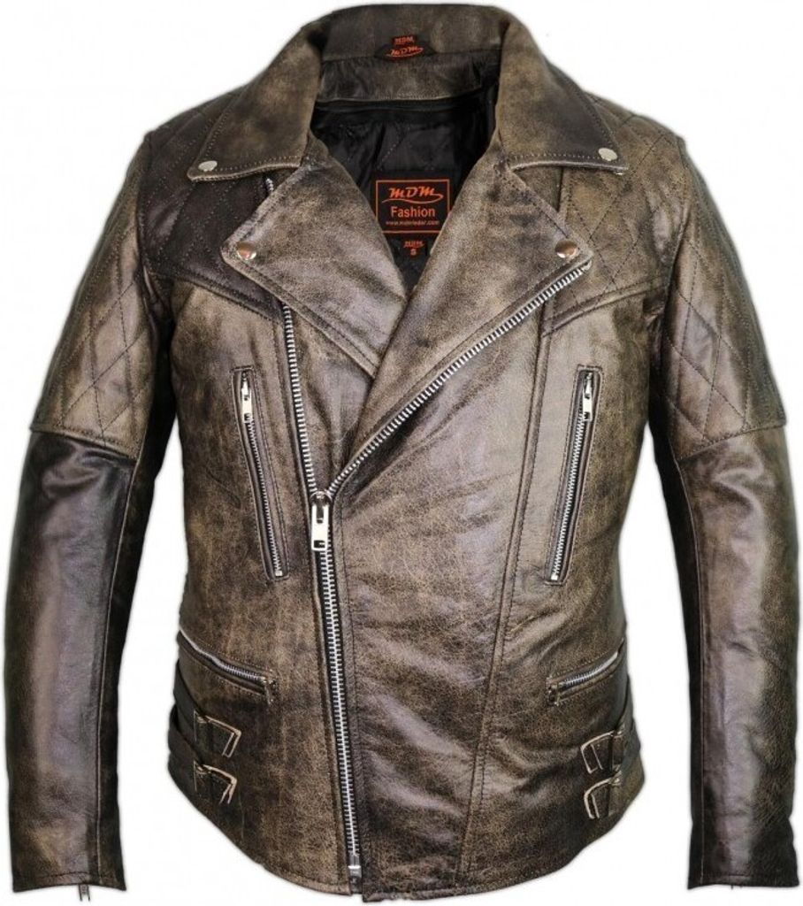 Designer Herren Motorrad Lederjacke Bikerjacke Vintage Jacke Motorradjacke Used(S)