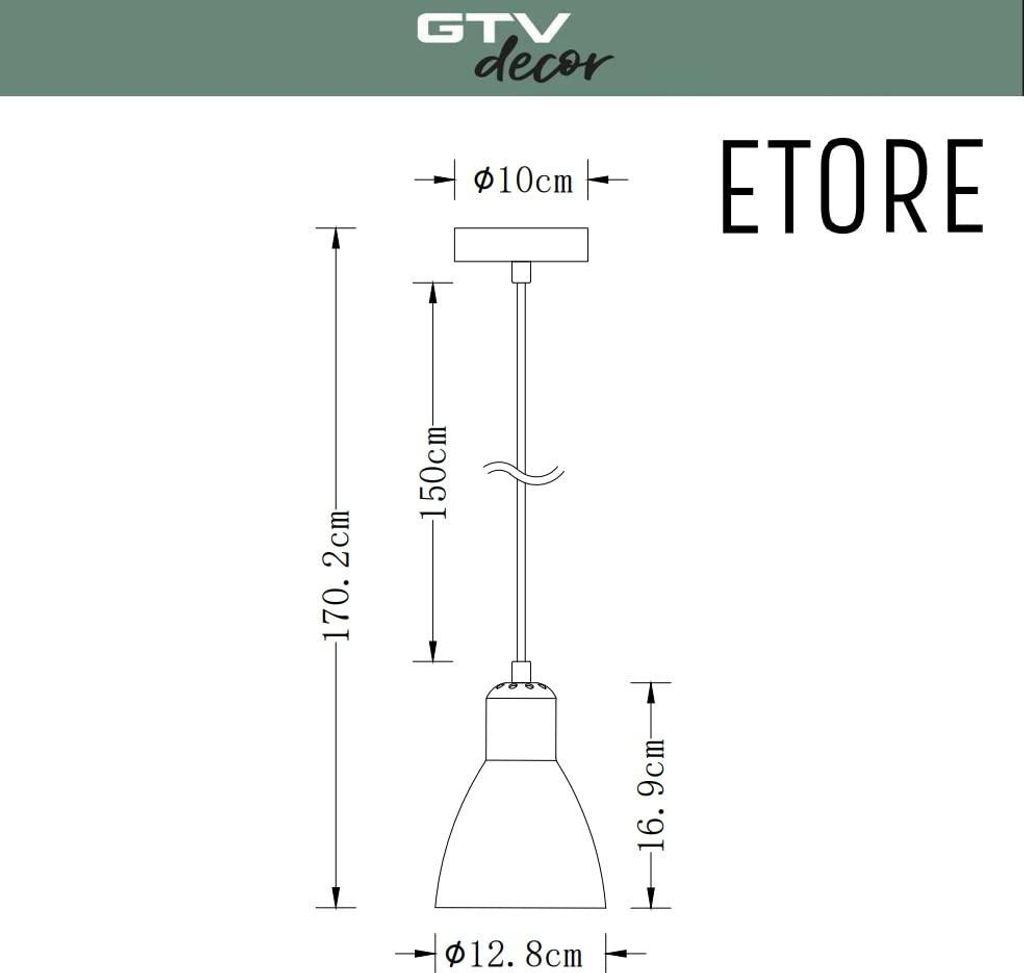 GTV - Deckenleuchte Etore L,1983,AC220-240V,50/60Hz,1*E27, Produktbild 