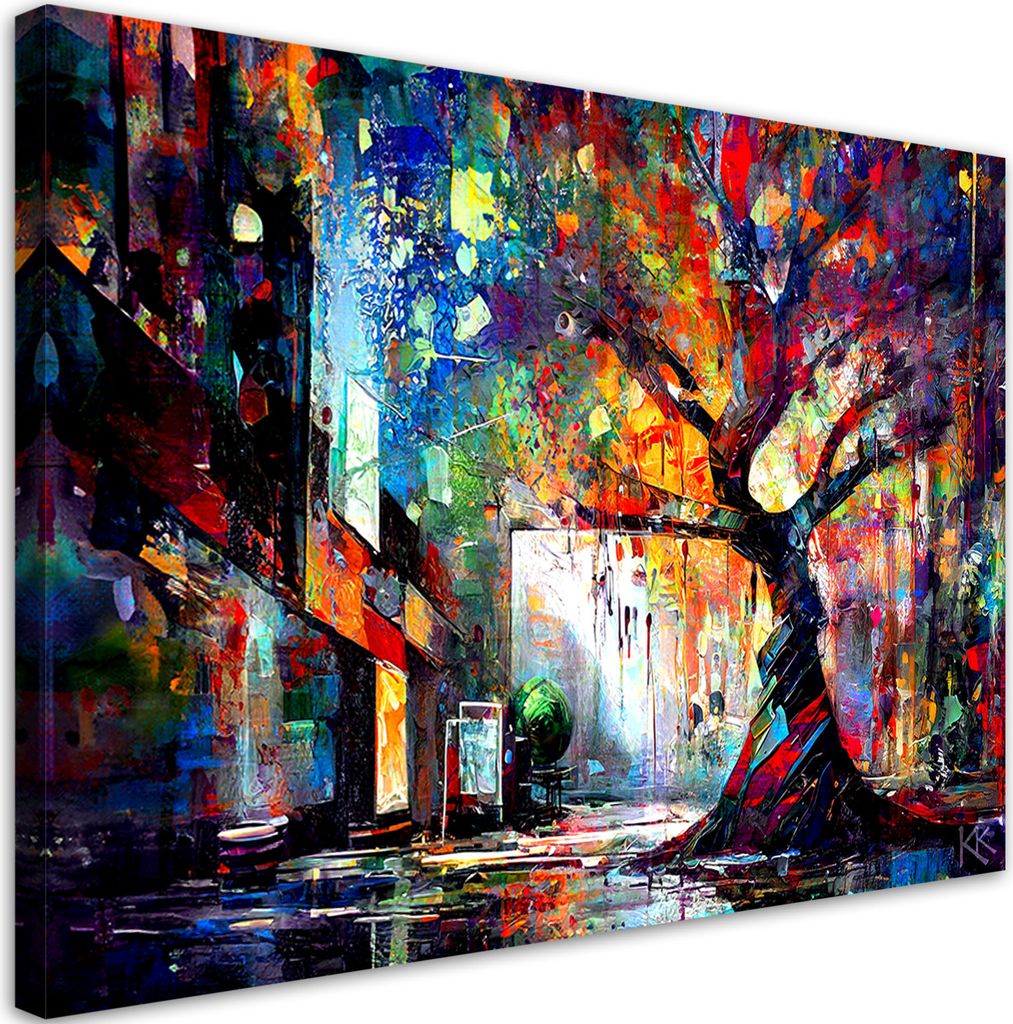 Leinwandbild Abstrakt Baum 100x70 Feeby Violett bild für die wand bereit zum aufhängen