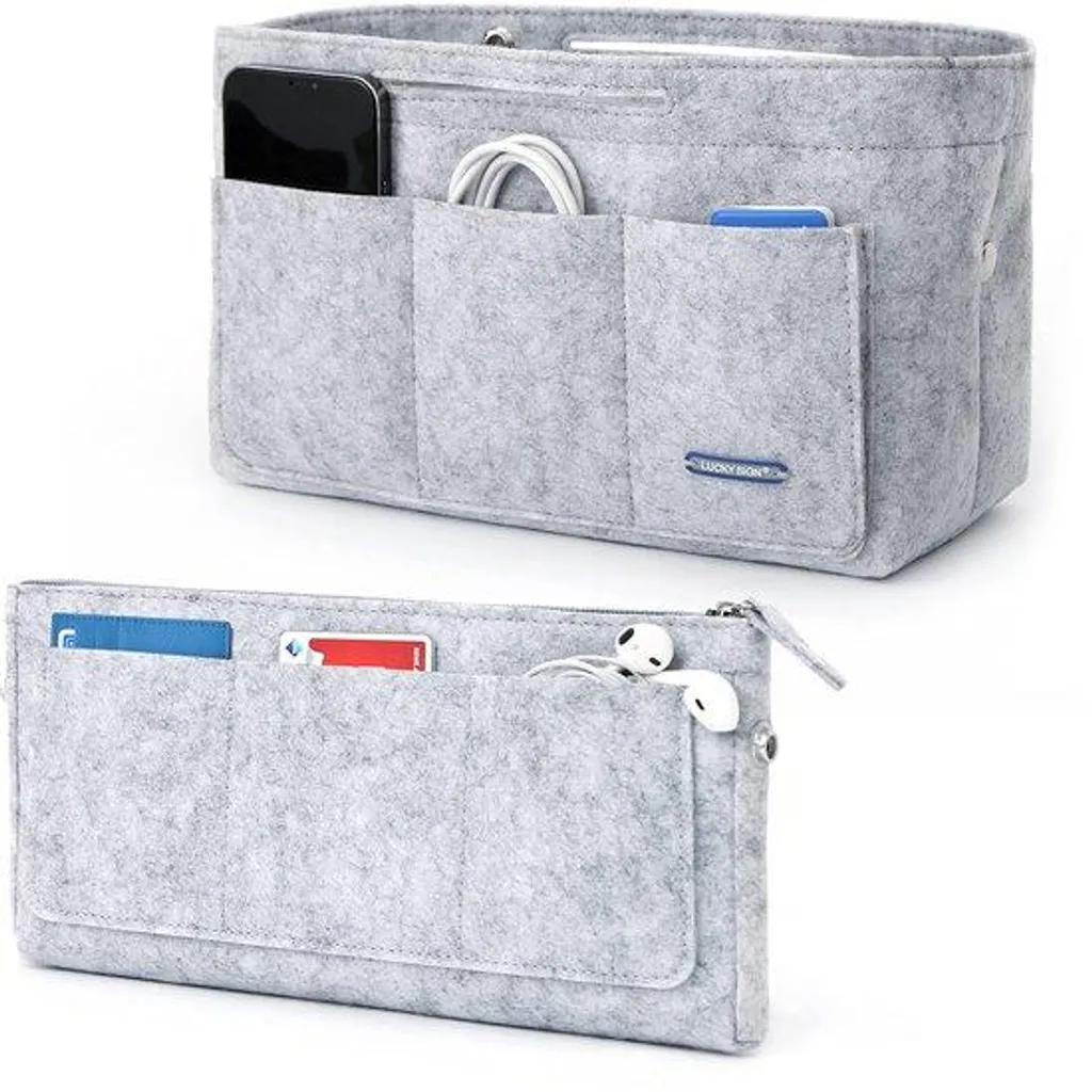 Finissez-en avec le désordre : pochette grise 26 cm avec porte-clés