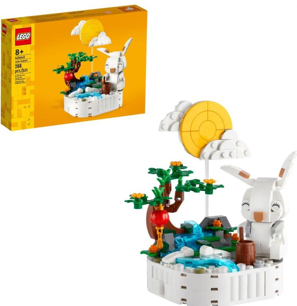 A Lego set box and the assembled Lego model.