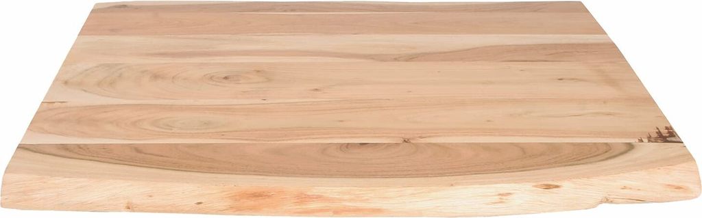 Tischplatte 60x60 cm Tom, Holzplatte aus Akazienholz massiv + naturfarben + lackiert, stilvolle Baumkanten-Platte, pflegeleichtes Unikat