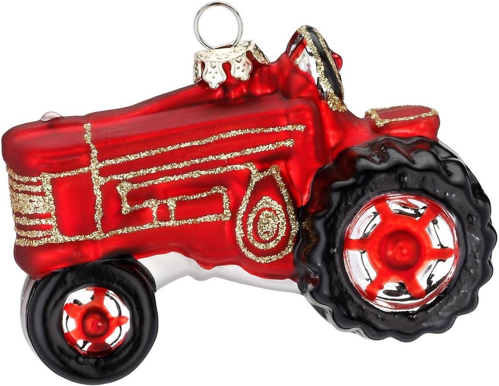 Christbaumschmuck Trecker Glas 8 cm rot Produktbild 