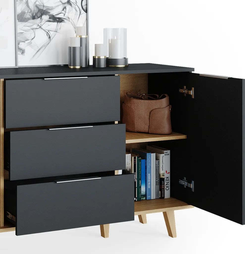 Grande Commode Anthracite 138cm Vicco - Finition Robuste et Design Moderne - 6