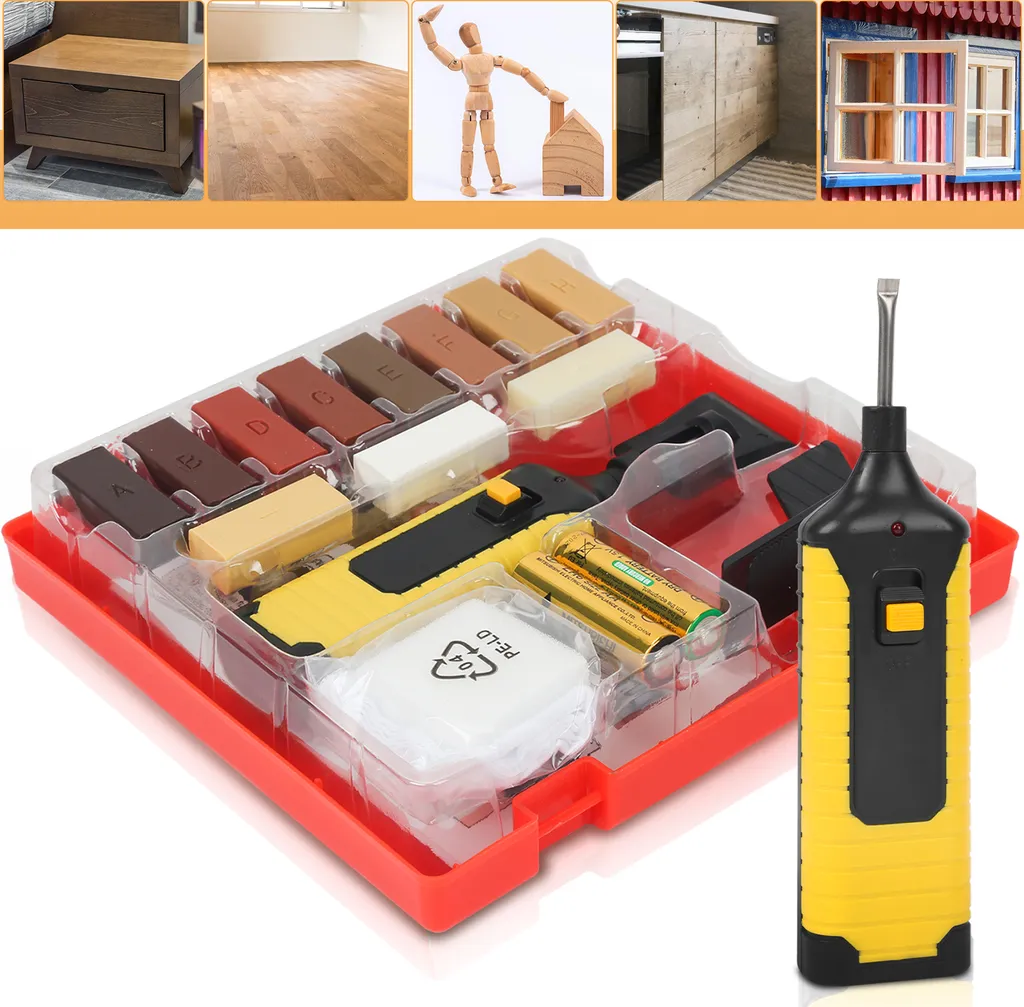 TolleTour set riparazione legno e piastrelle 17 pezzi 11 cera mobili in legno e piastrelle mobili riempimento graffi macchie bastoncini di cera dura, set riparazione legno