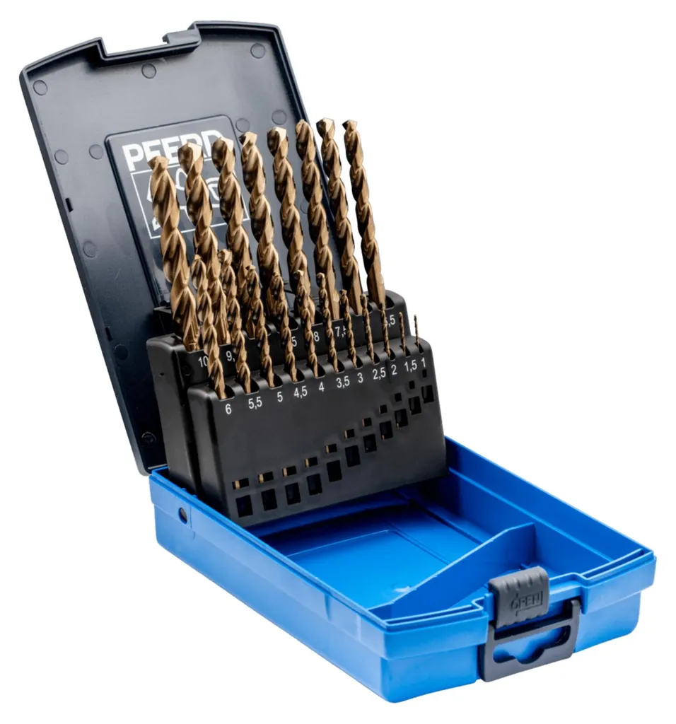 PFERD Jeu de 19 forets hélicoïdaux INOX HSSE N DIN 338 pour métaux durs