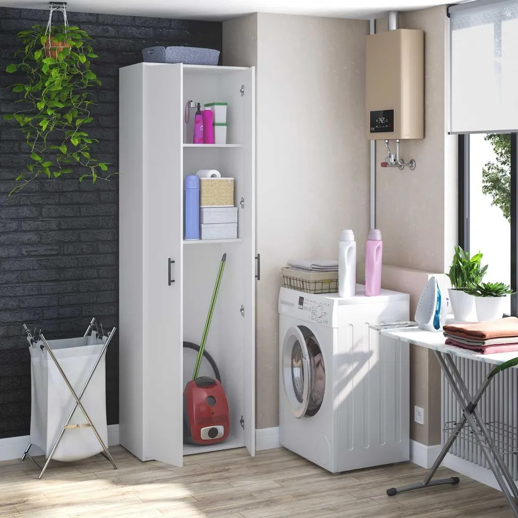 Armoire polyvalente Strevi pour optimiser l'espace meuble blanc compact - 4